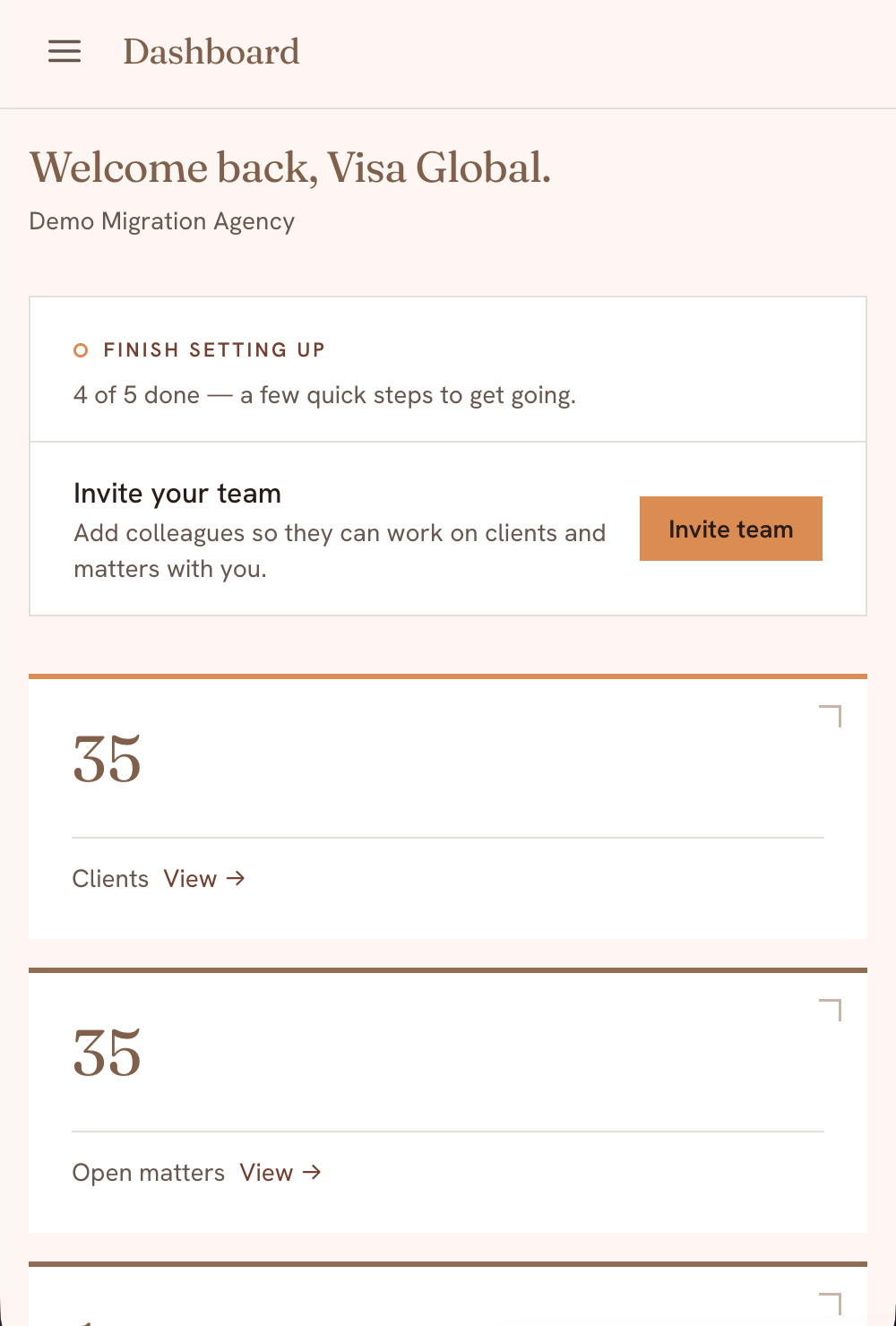 The EduLodge dashboard on a phone.